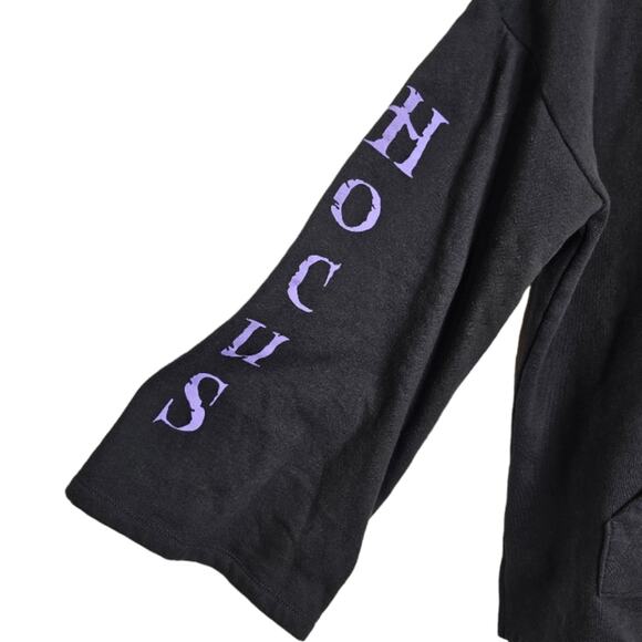 Disney Hocus Pocus Daughters of Darkness Bell Sleeve Pouch Hooded Sweatshirt Med - Picture 3 of 10